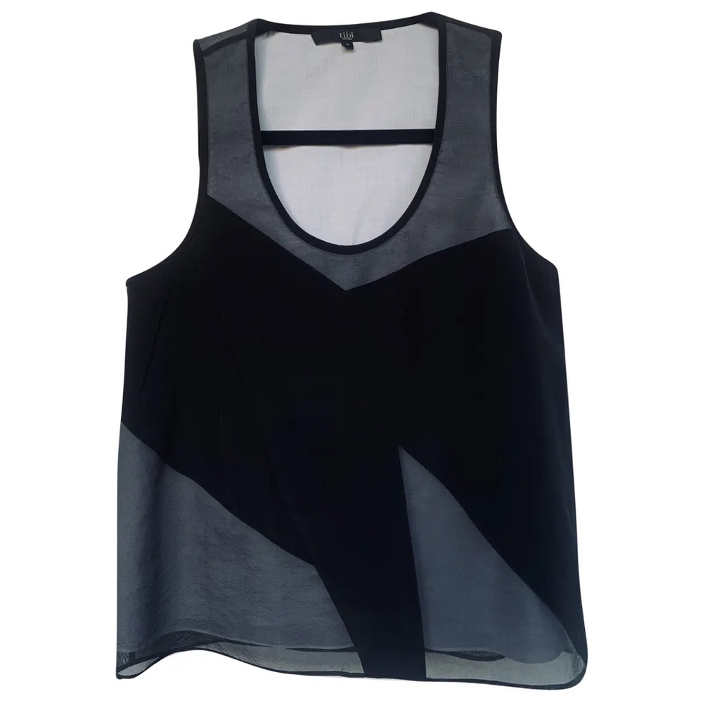 Tibi Black Organza Sleeveless Top